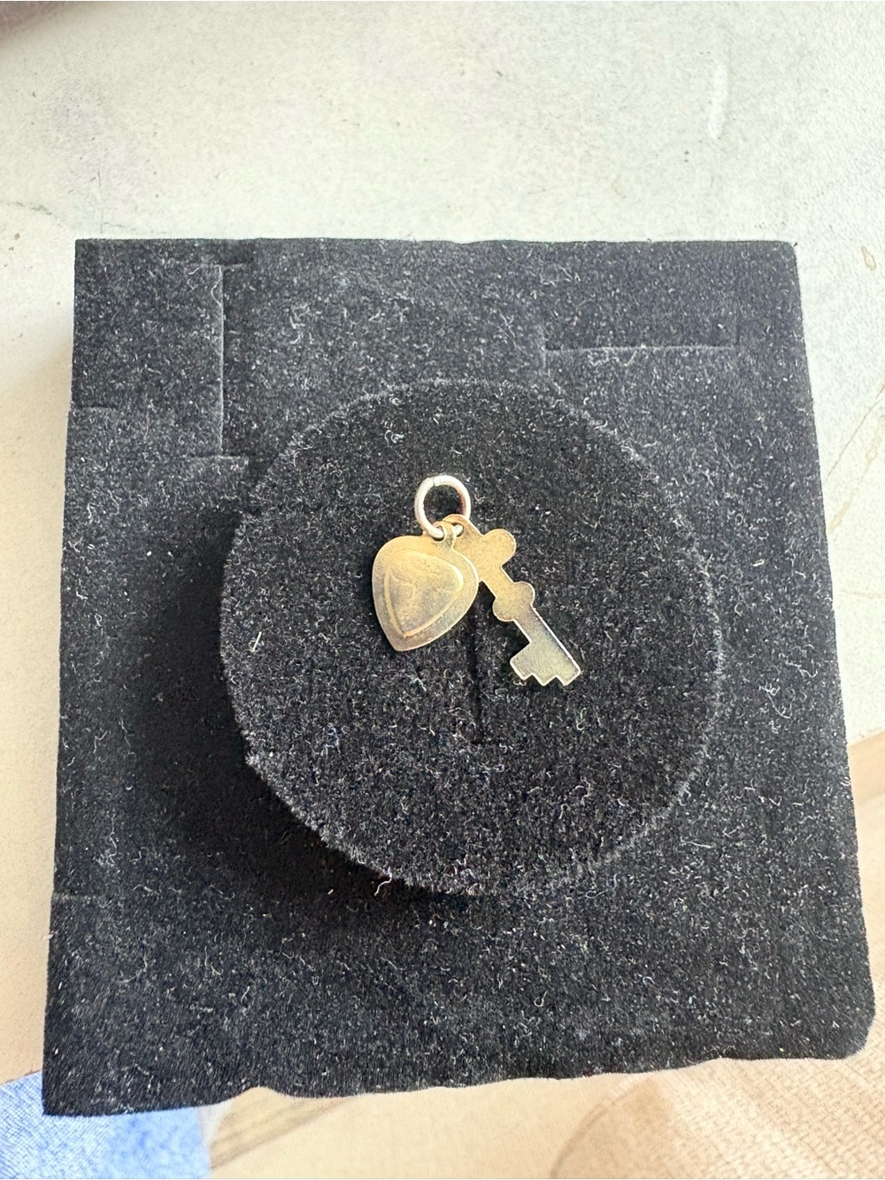 Gold Key and Heart Charm Pendant - Gold Tone